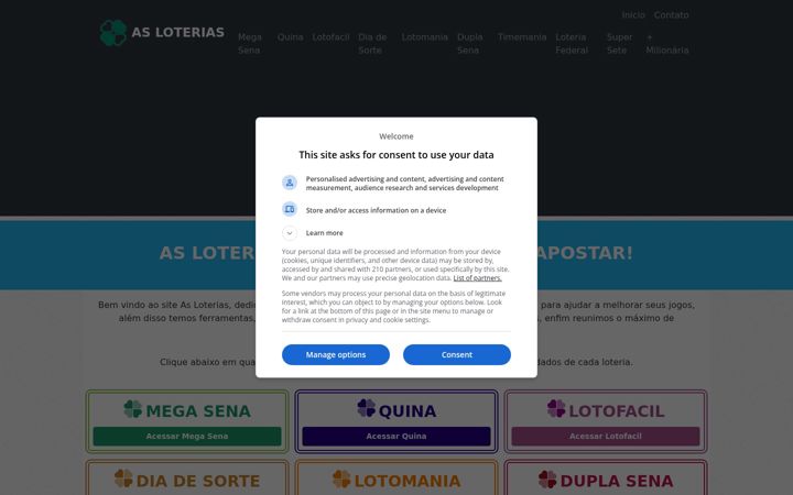 Screenshot of asloterias.com.br