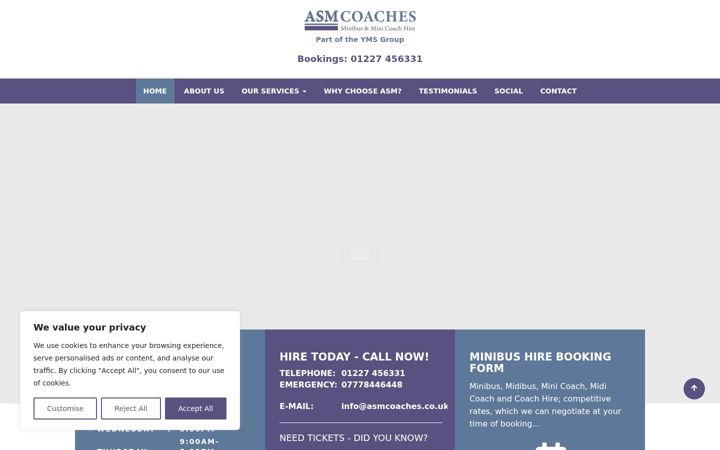 Screenshot of asmcoaches.co.uk
