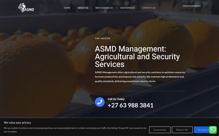 Screenshot of asmdmanagement.co.za