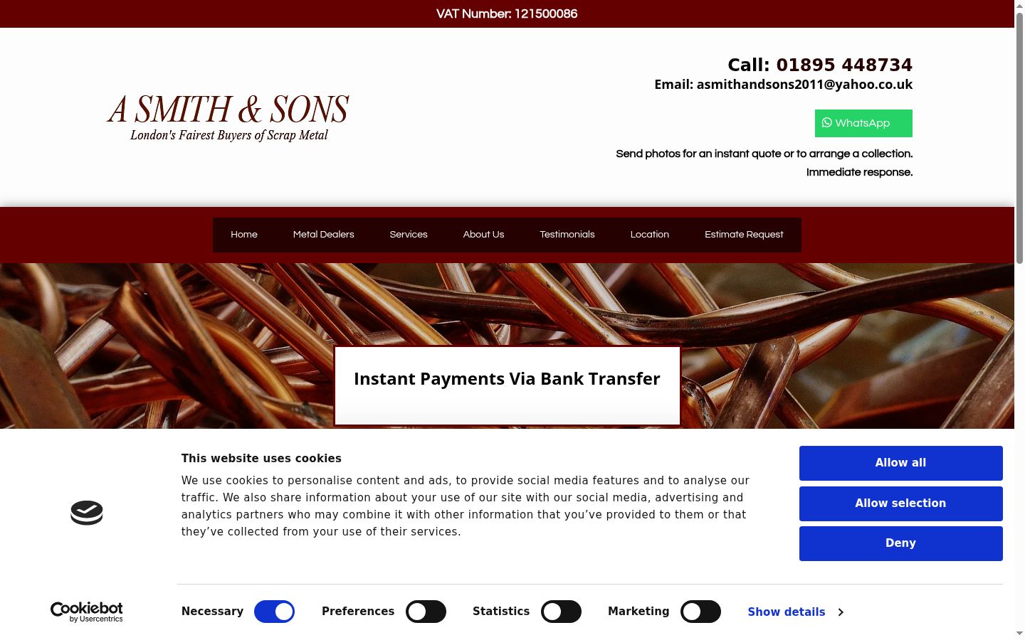 Screenshot del banner di consenso mostrato prima di qualsiasi interazione