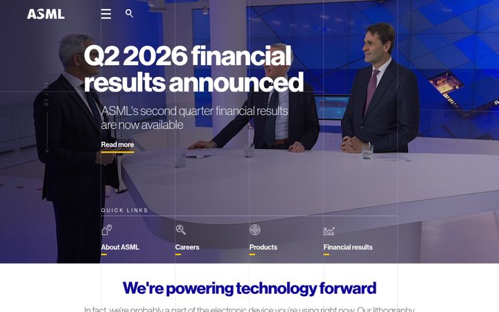 Screenshot von asml.com