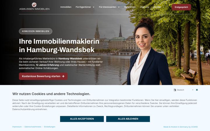 Skjermbilde av asmussenimmobilien.de