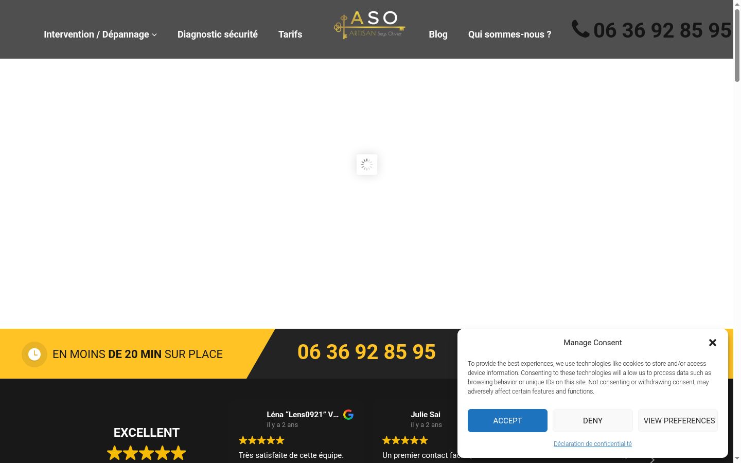 Screenshot of the consent banner shown before any interaction