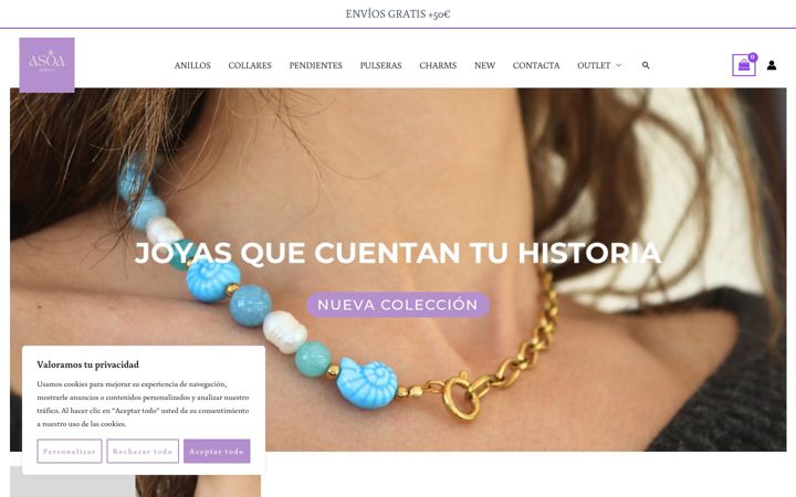 Screenshot of asoajewels.com
