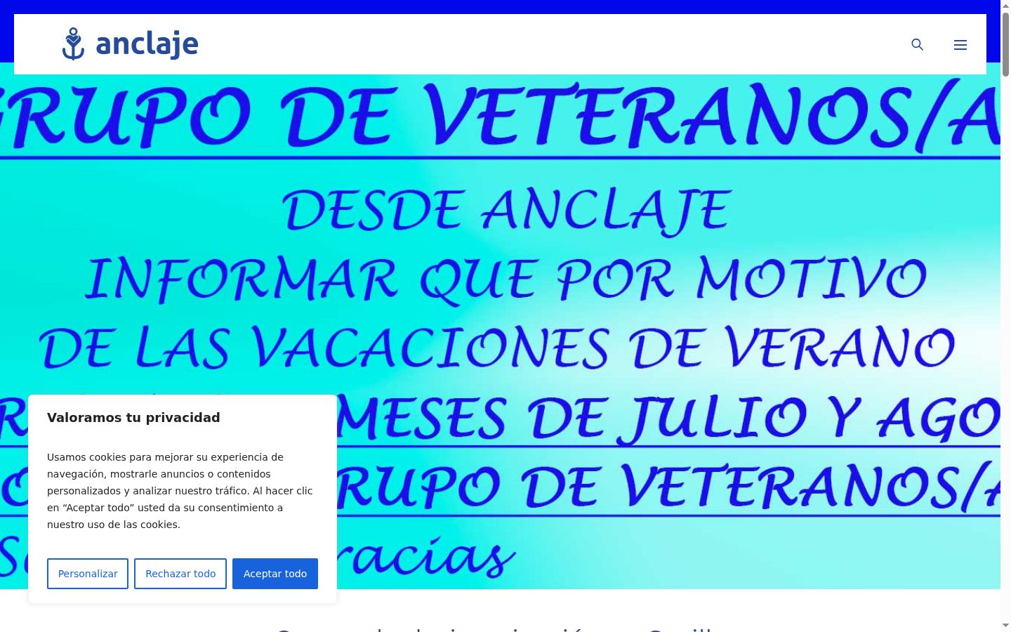 Screenshot del banner di consenso mostrato prima di qualsiasi interazione