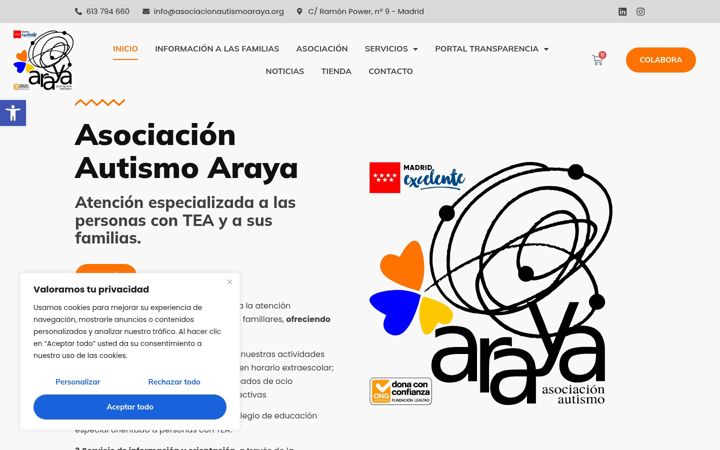 Screenshot of asociacionautismoaraya.org