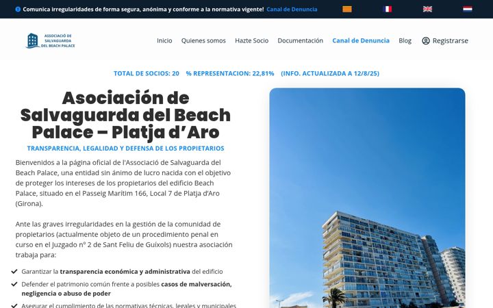 Screenshot of asociacionbeachpalace.org