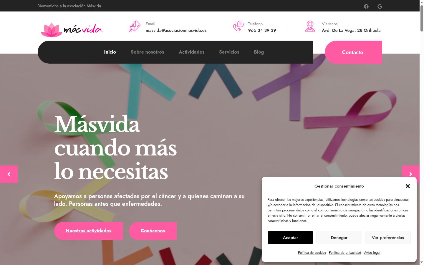 Screenshot del banner di consenso mostrato prima di qualsiasi interazione
