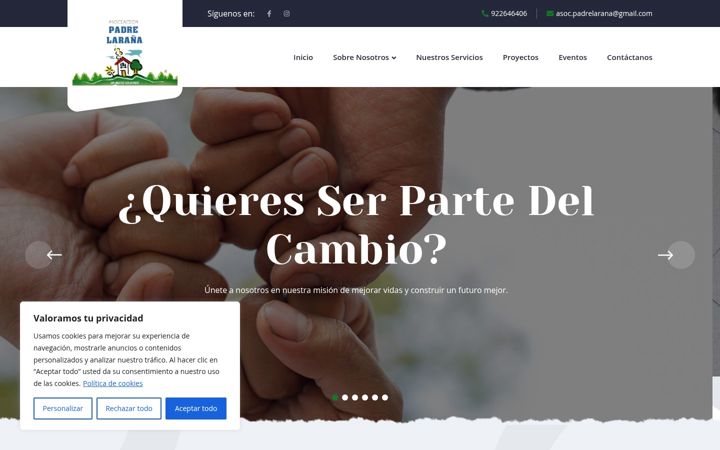Captura de pantalla de asociacionpadrelarana.com