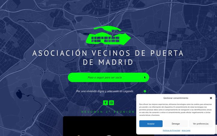 Snímek obrazovky asociacionpuertademadrid.com