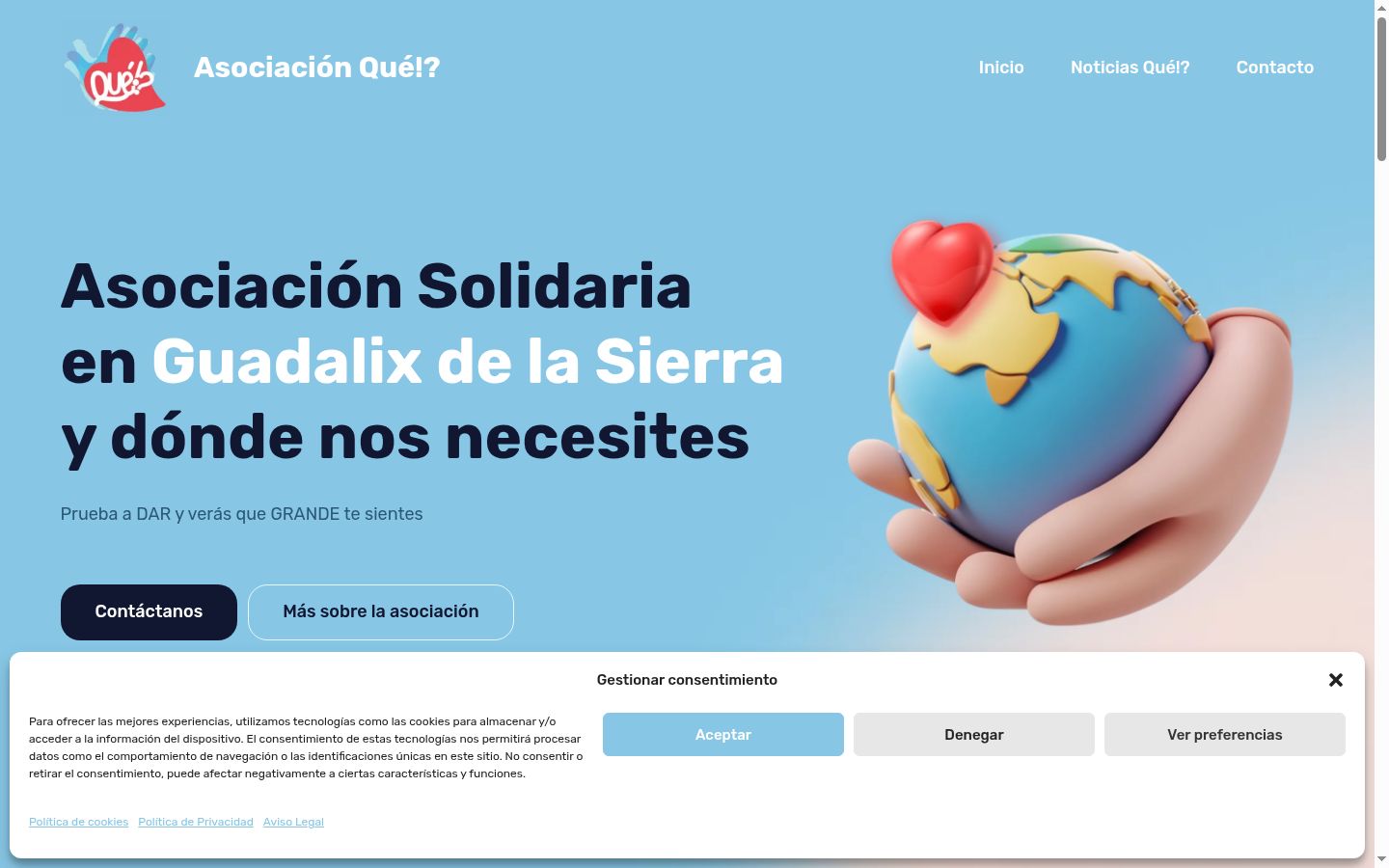 Screenshot of the consent banner shown before any interaction