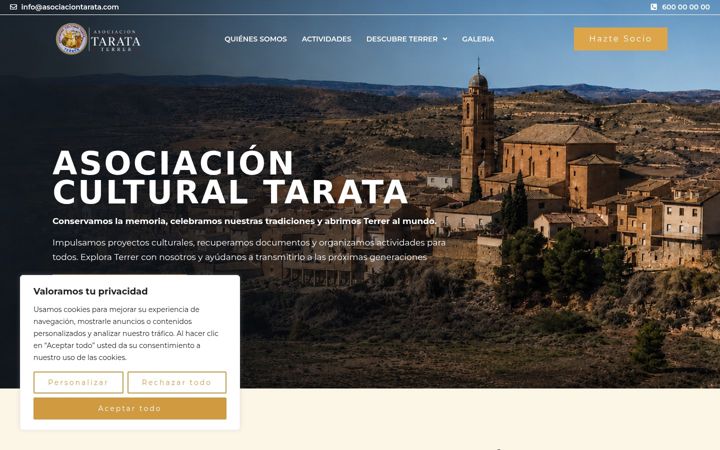 Screenshot of asociaciontarata.com