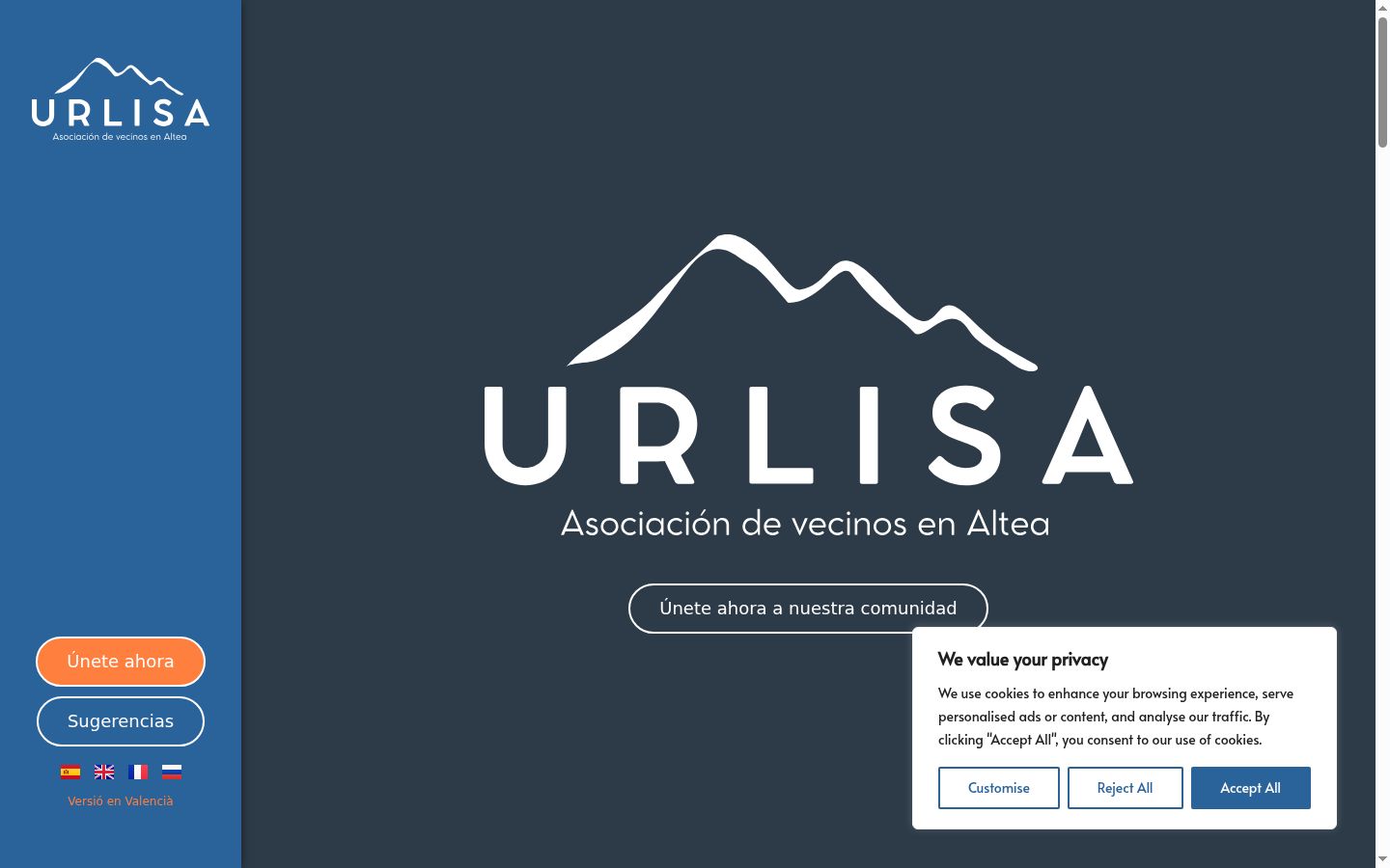 Screenshot of the consent banner shown before any interaction