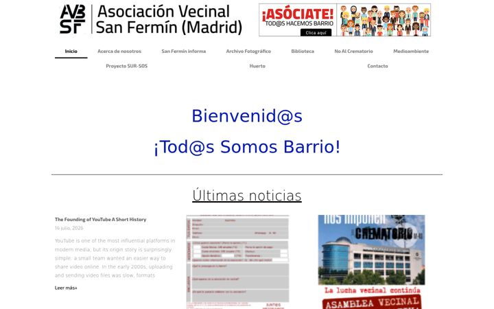 Screenshot of asociacionvecinalsanfermin.com