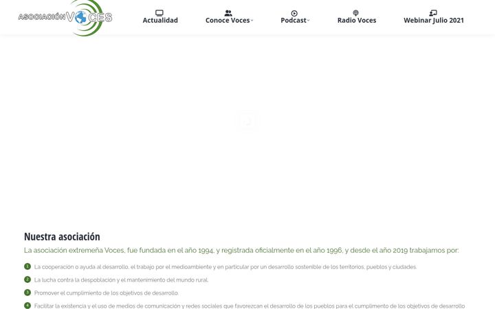 Snímek obrazovky asociacionvoces.com