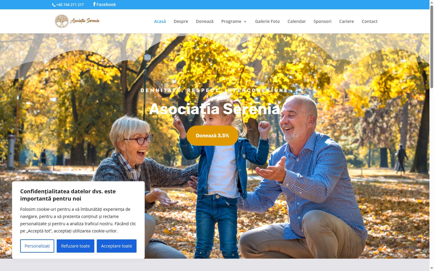 Screenshot del banner di consenso mostrato prima di qualsiasi interazione