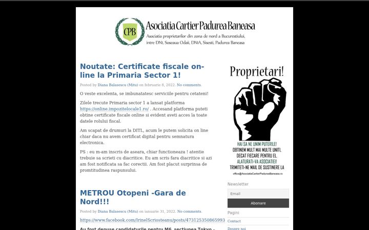 Screenshot di asociatiacartierpadureabaneasa.ro