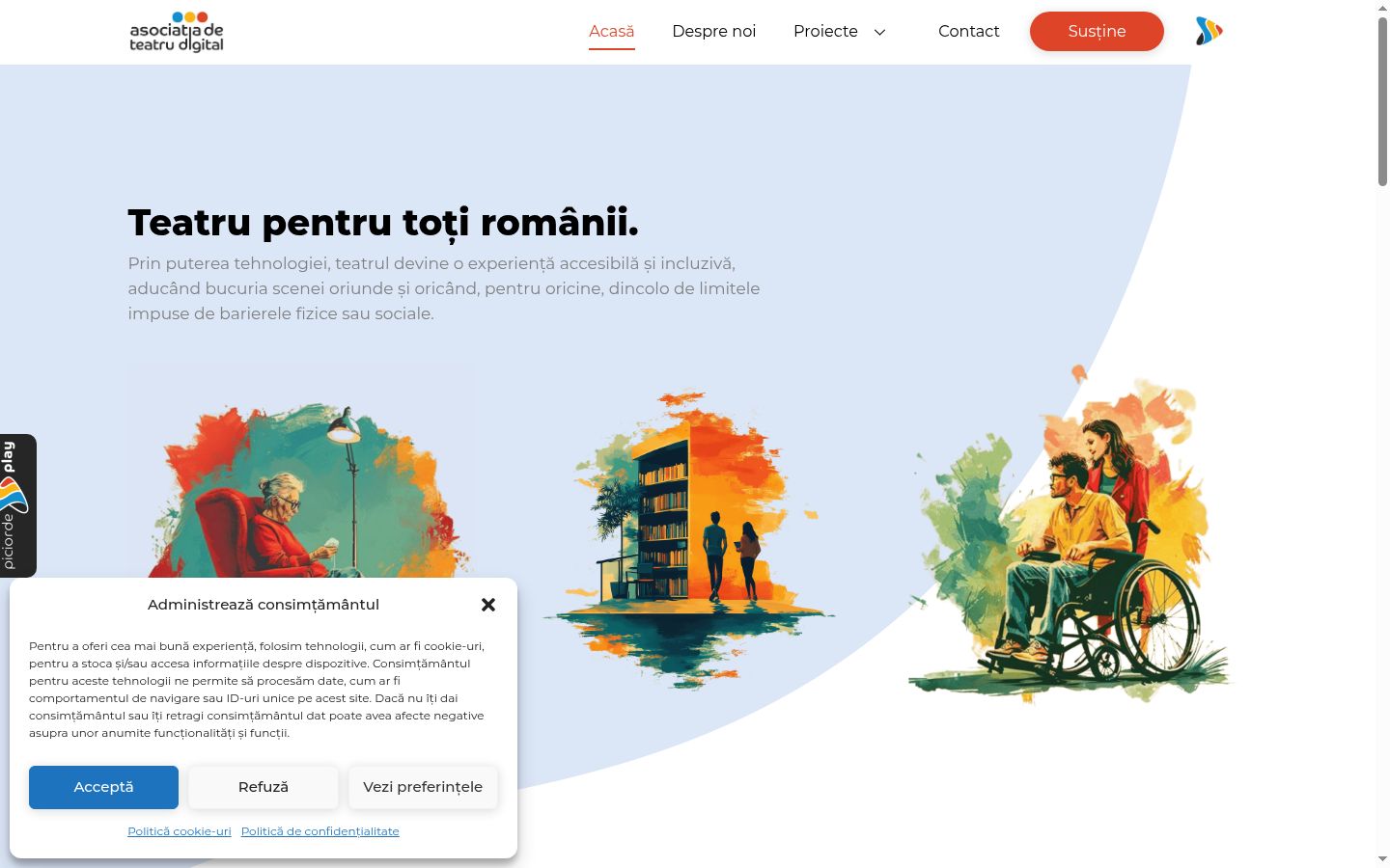 Screenshot del banner di consenso mostrato prima di qualsiasi interazione