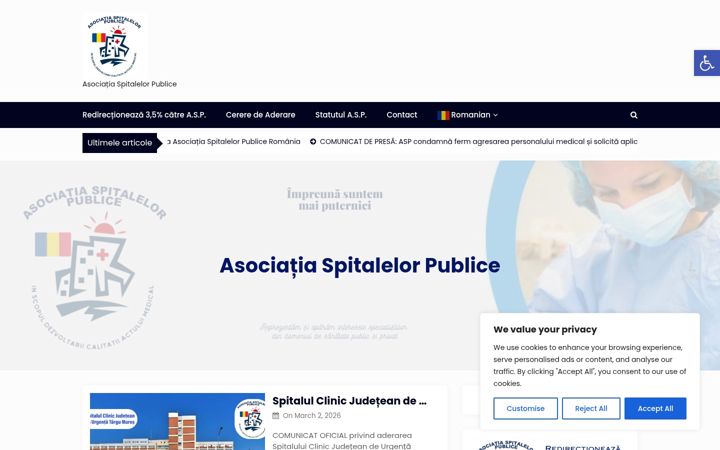 Skärmbild av asociatiaspitalelor.ro