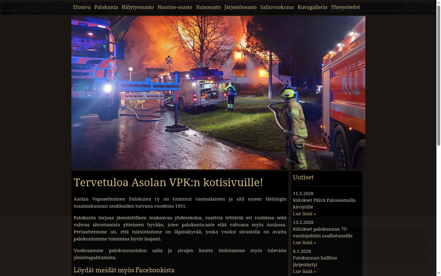 Kuvakaappaus suostumusbannerista, joka näytettiin ennen mitään vuorovaikutusta