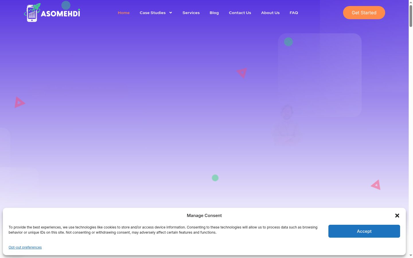Screenshot del banner di consenso mostrato prima di qualsiasi interazione
