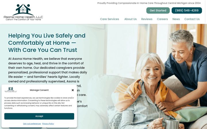 Screenshot von asonahomehealth.com