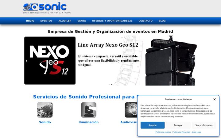 Screenshot of asoniceventos.com