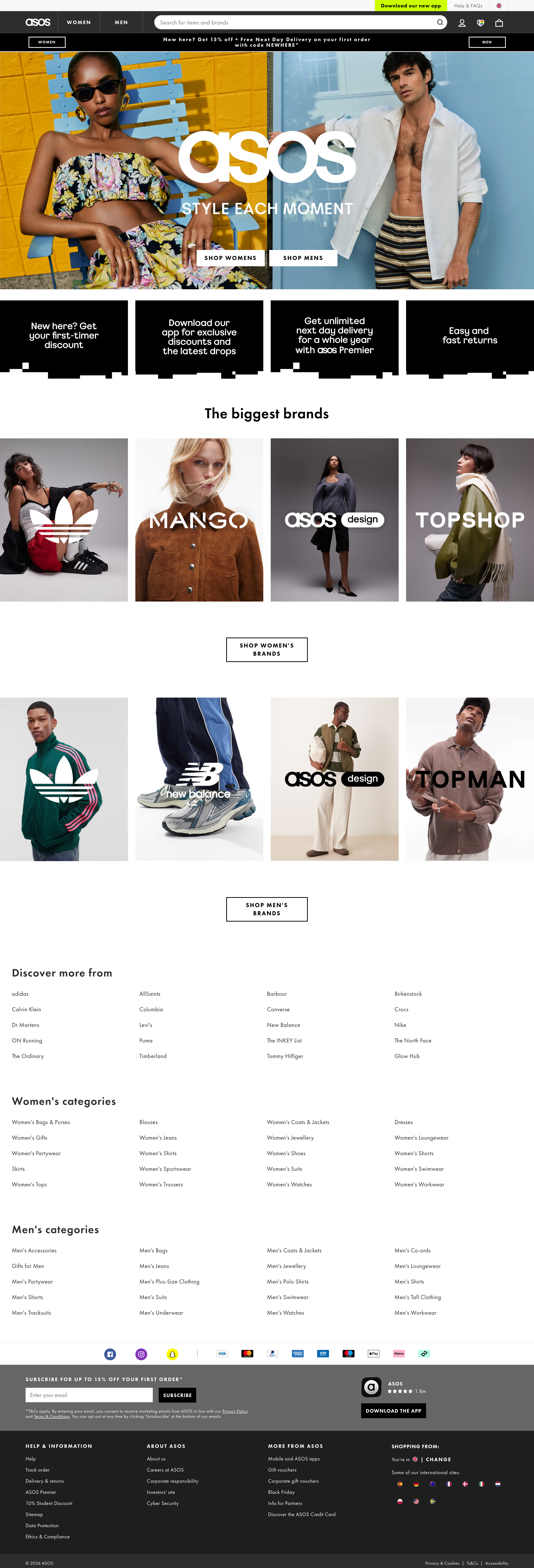 Screenshot of asos.com
