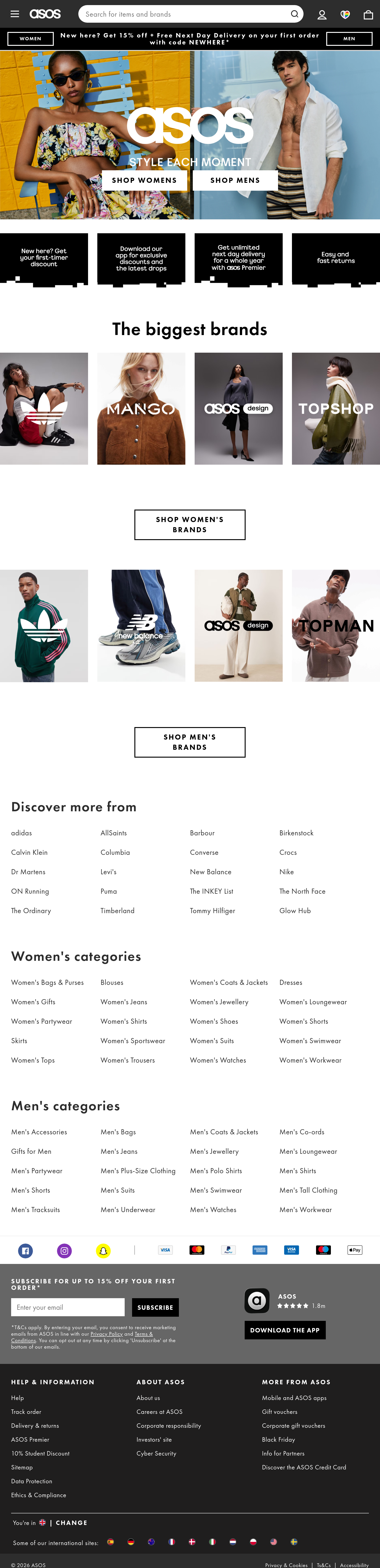 Tablet screenshot of asos.com