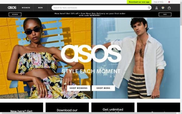 Screenshot of asos.com
