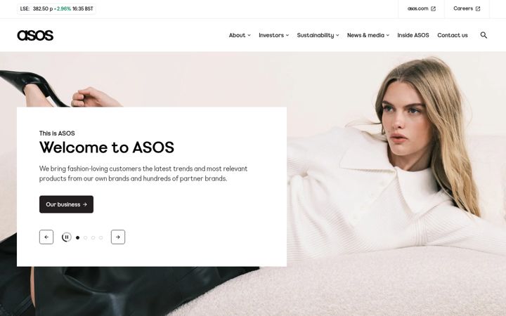 Screenshot von asosplc.com