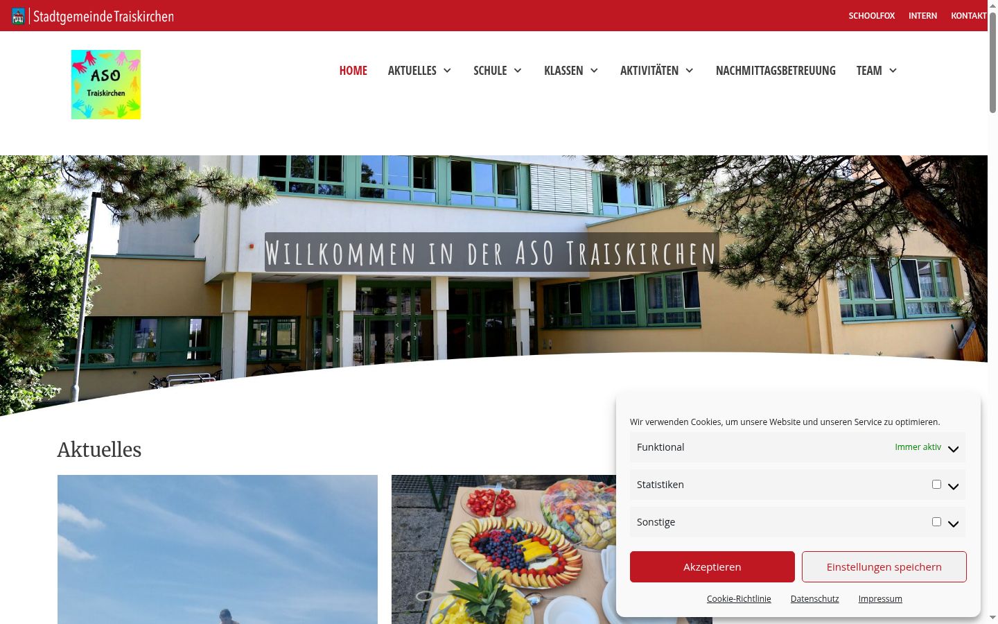 Screenshot des Einwilligungsbanners vor jeglicher Interaktion