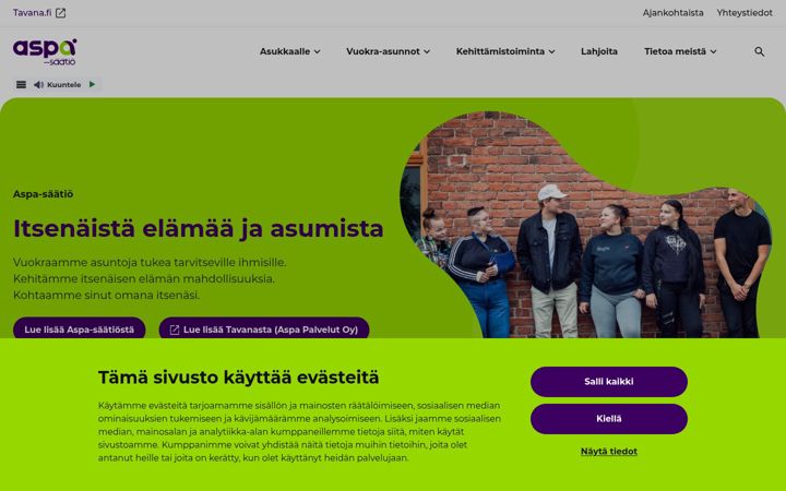 Screenshot of aspa.fi