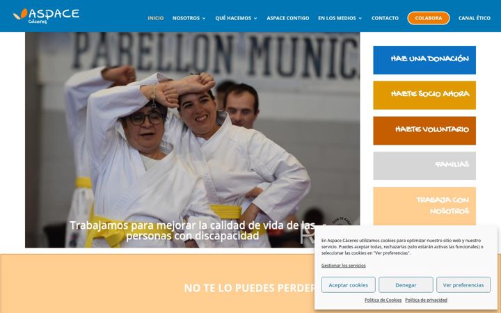 Posnetek zaslona aspacecaceres.es