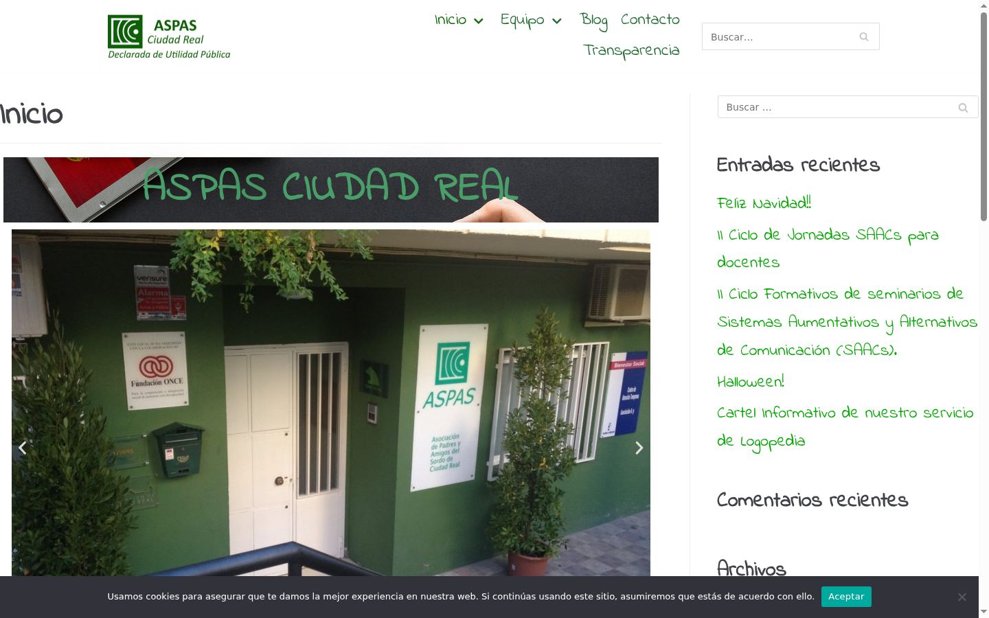 Captura de pantalla del banner de consentimiento mostrado antes de cualquier interacción