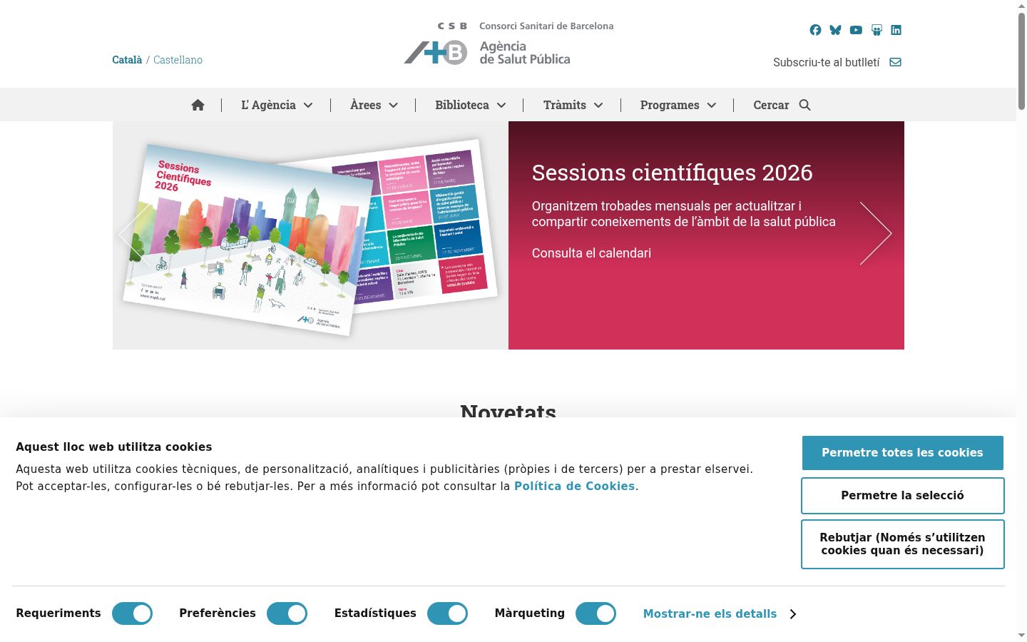 Screenshot del banner di consenso mostrato prima di qualsiasi interazione