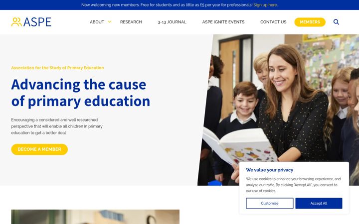 Screenshot of aspe.org.uk