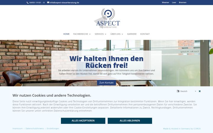 Skærmbillede af aspect-steuerberatung.de