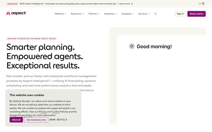 Screenshot of aspect.com