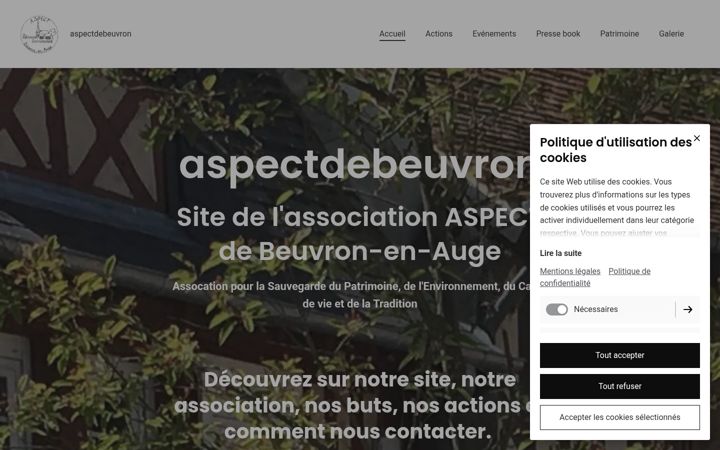 Screenshot of aspectdebeuvron.com