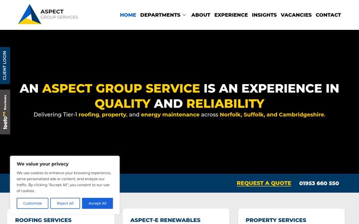 Skærmbillede af aspectgroupservices.co.uk