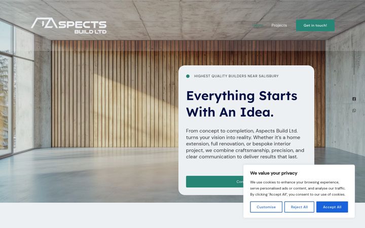Screenshot van aspects-build.co.uk