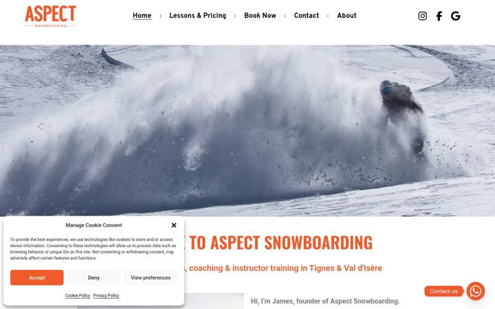 Capture d'écran de aspectsnowboarding.com