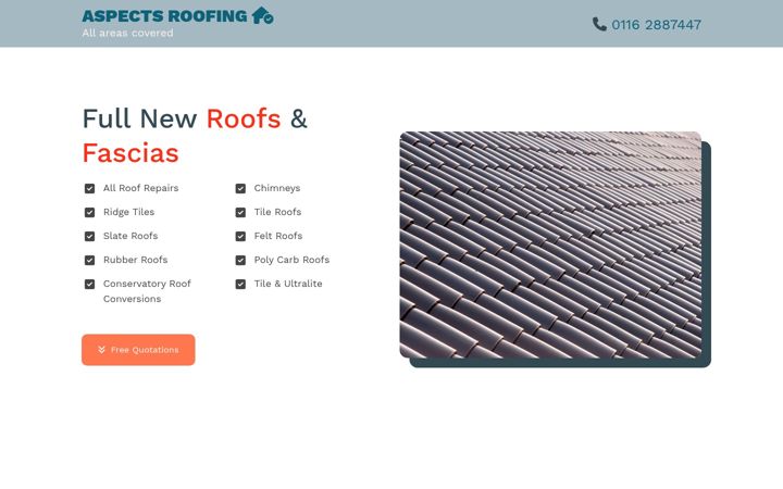 Screenshot van aspectsroofingleicester.co.uk