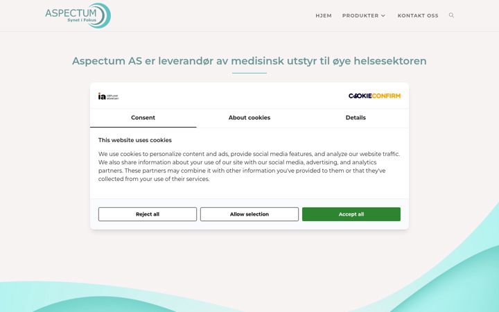 Screenshot of aspectum.no