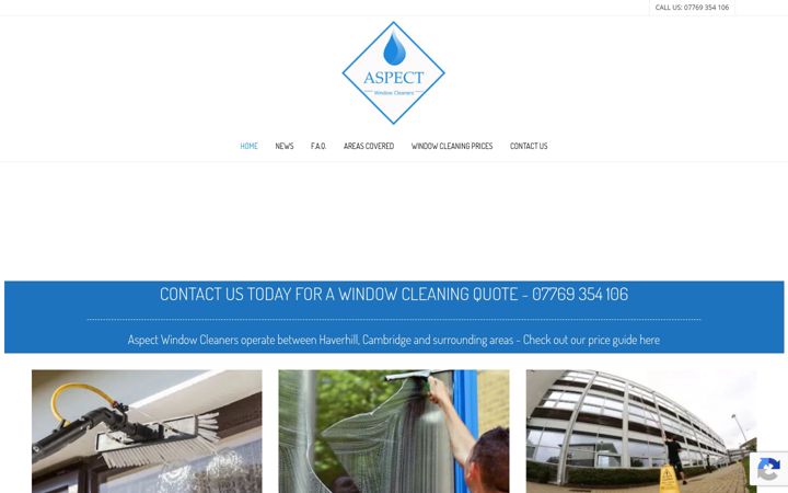Screenshot van aspectwindowcleaners.co.uk