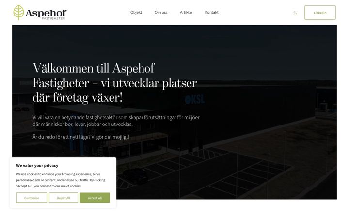 Screenshot van aspehof.se