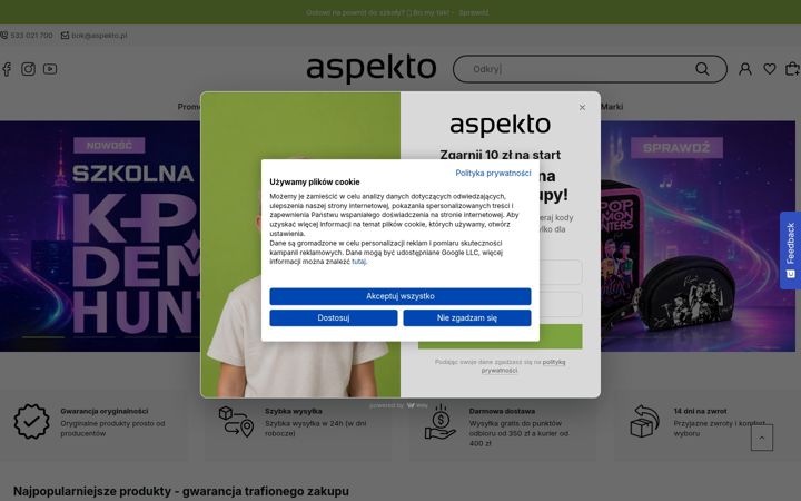 Screenshot van aspekto.pl