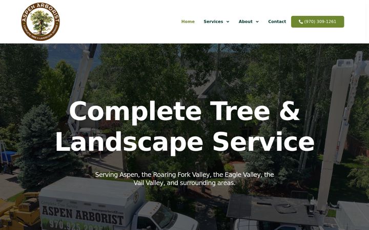 Screenshot of aspenarborists.com