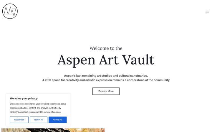 Screenshot of aspenartvault.com